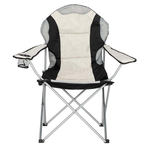 HKM-783123 Grey Iron Frame Camping Chair with Off-White Fabric