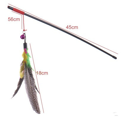 HKM-7831613 Feathered Cat Teaser Toy – Interactive Multi-Colour Play for Cats 45cm Pole