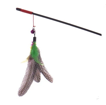HKM-7831613 Feathered Cat Teaser Toy – Interactive Multi-Colour Play for Cats 45cm Pole
