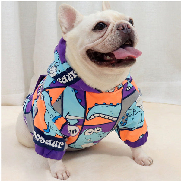 HKM-7831869 Hooded Purple Dinosaur Sweater for Dogs - Keeps Pets Warm and Stylish