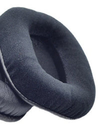 HKM-783251 Soft Sponge Earphone Covers in Black Leather and Flannel - Neutral Fit for Headphones