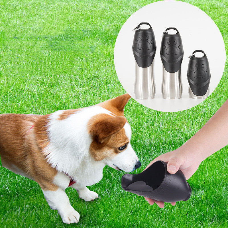 HKM-7832637 Portable Stainless Steel Pet Drinking Bottle for Cats and Dogs, Keeps Water Cool for 6-12 Hours, Available in 350/600/750ml