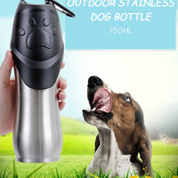 HKM-7832637 Portable Stainless Steel Pet Drinking Bottle for Cats and Dogs, Keeps Water Cool for 6-12 Hours, Available in 350/600/750ml