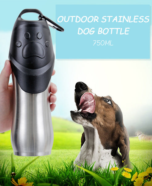 HKM-7832637 Portable Stainless Steel Pet Drinking Bottle for Cats and Dogs, Keeps Water Cool for 6-12 Hours, Available in 350/600/750ml