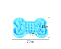HKM-7832765 Interactive Bone Puzzle Dog Bowl for Slower Eating - Silicone, Available in Blue, Rose Red, and Green