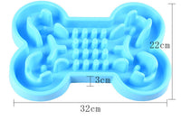 HKM-7832765 Interactive Bone Puzzle Dog Bowl for Slower Eating - Silicone, Available in Blue, Rose Red, and Green