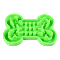 HKM-7832765 Interactive Bone Puzzle Dog Bowl for Slower Eating - Silicone, Available in Blue, Rose Red, and Green