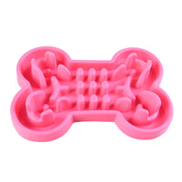 HKM-7832765 Interactive Bone Puzzle Dog Bowl for Slower Eating - Silicone, Available in Blue, Rose Red, and Green