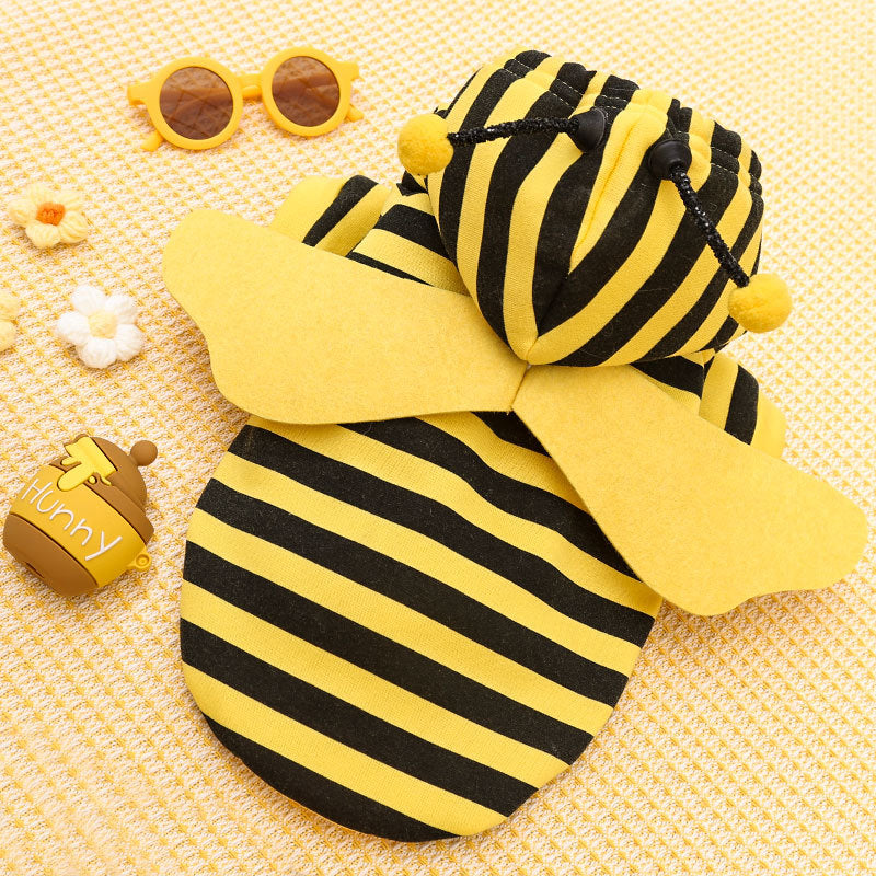 HKM-7833149 Fleece Cartoon Two-Legged Hooded Pet Outfit for Autumn and Winter