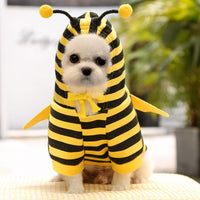 HKM-7833149 Fleece Cartoon Two-Legged Hooded Pet Outfit for Autumn and Winter