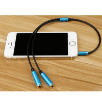 HKM-783315 3.5 mm Audio Splitter Cable - 1 Male to 2 Female Headphone Adapter for Car, Phone, Tablet, and MP3