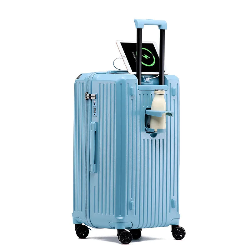 HKM-783315 Unisex Hard Suitcase Luggage with Cup Holder and 3 Handles