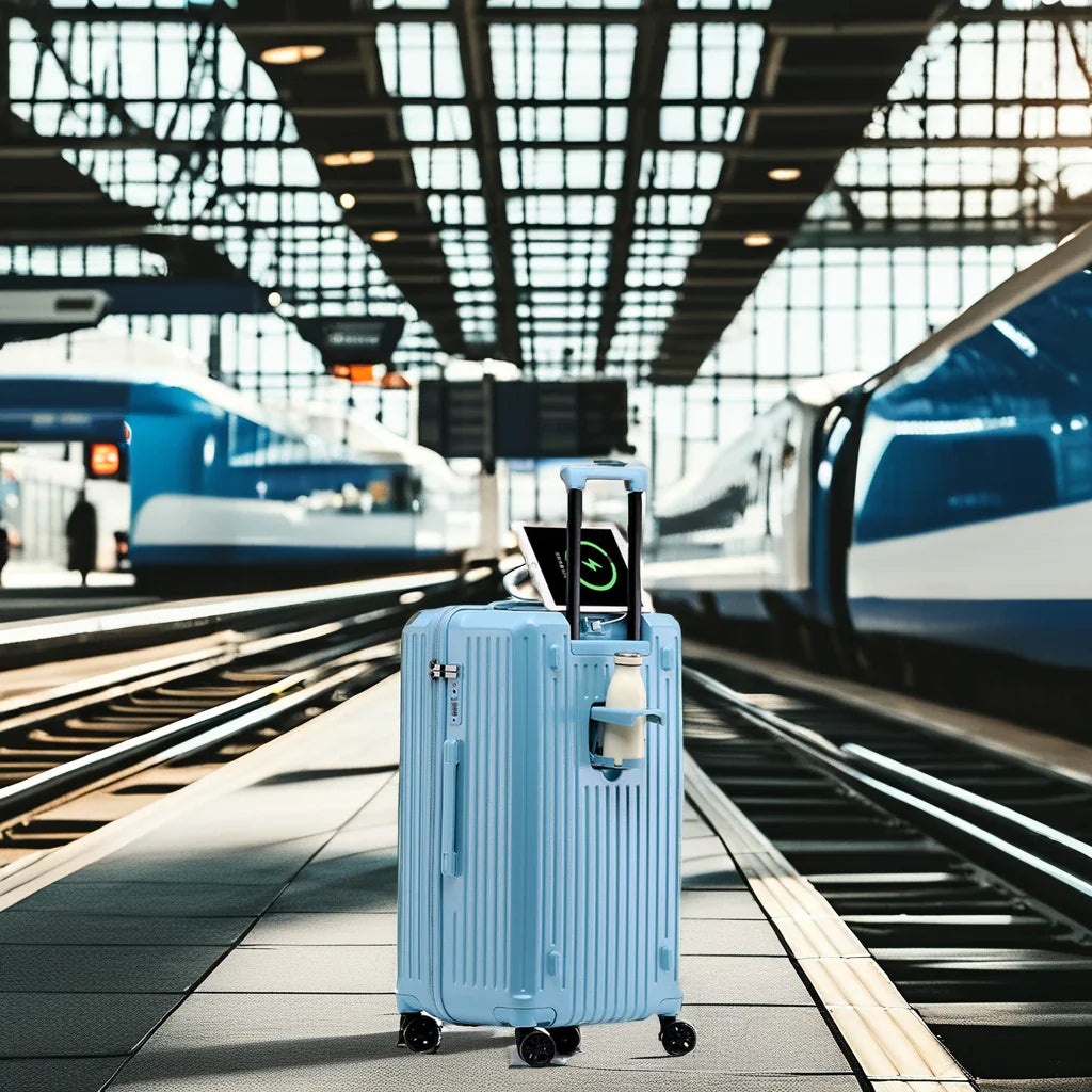HKM-783315 Unisex Hard Suitcase Luggage with Cup Holder and 3 Handles
