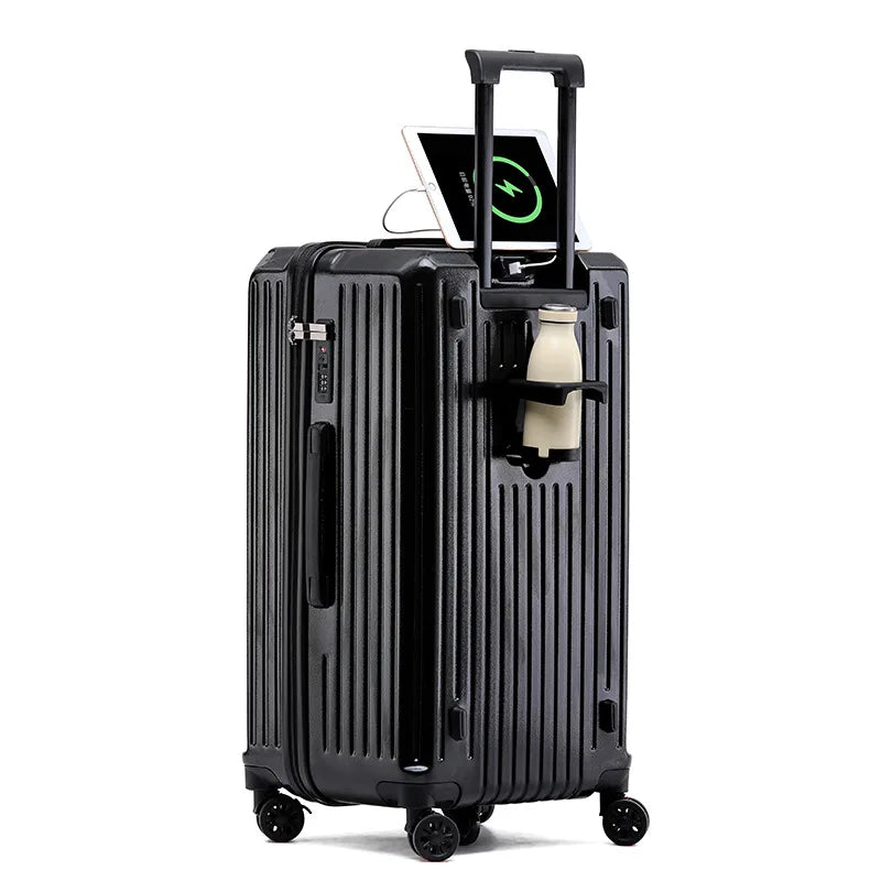 HKM-783315 Unisex Hard Suitcase Luggage with Cup Holder and 3 Handles