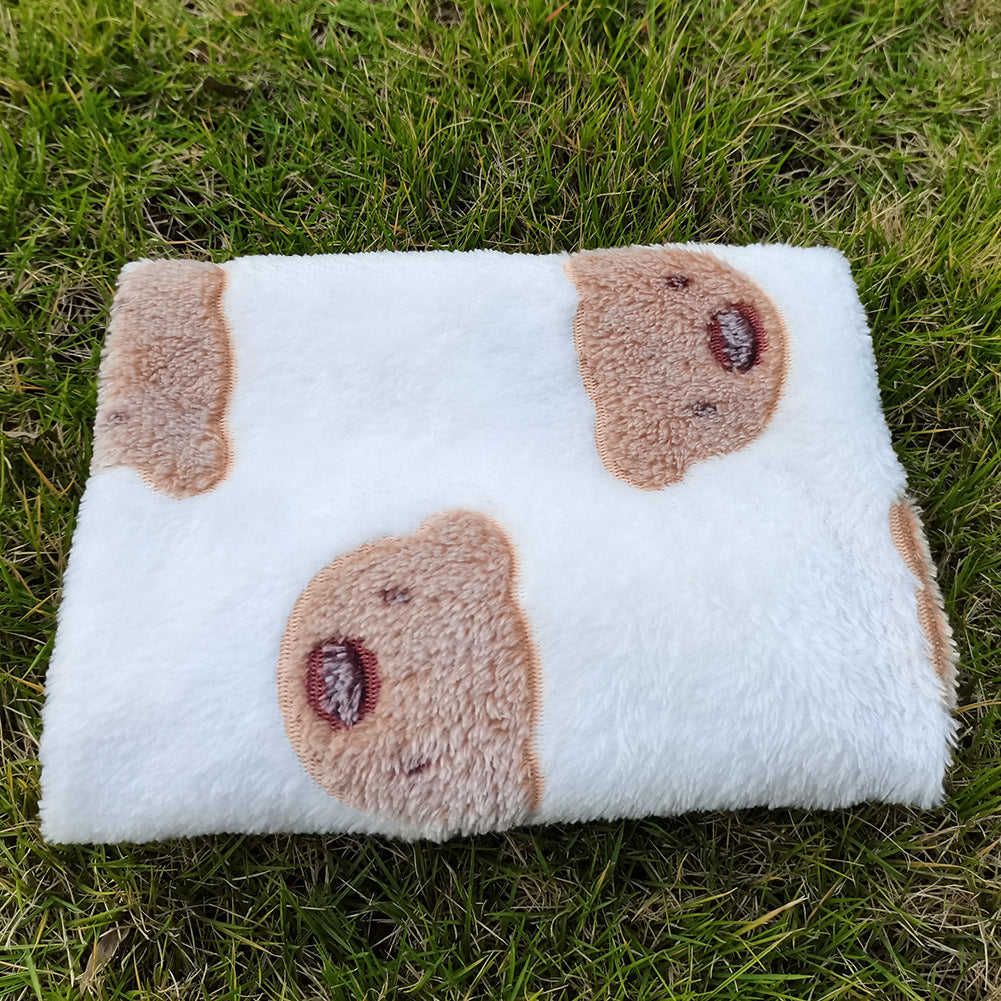HKM-7833405 Cozy Coral Fleece Cat Kennel Blanket in Various Adorable Designs and Sizes