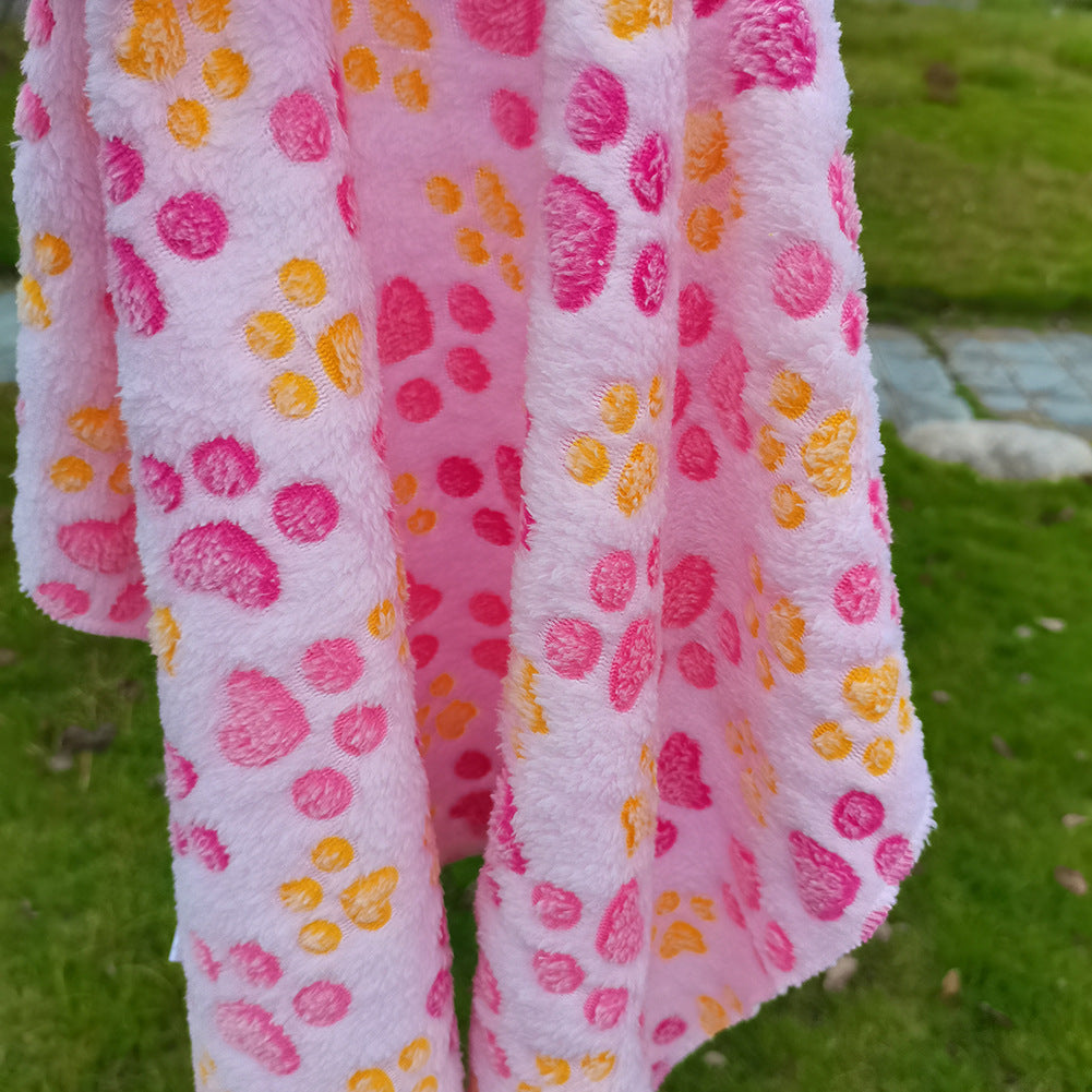 HKM-7833405 Cozy Coral Fleece Cat Kennel Blanket in Various Adorable Designs and Sizes