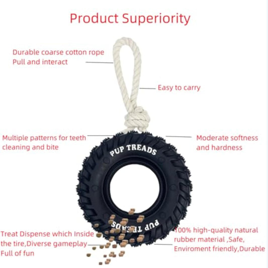 HKM-7834045 Durable Interactive Chew Toy for Large Dogs - Tough Rubber Tire Design for Anxiety Relief and Oral Health