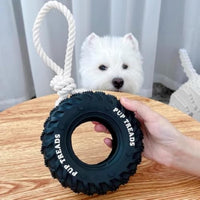 HKM-7834045 Durable Interactive Chew Toy for Large Dogs - Tough Rubber Tire Design for Anxiety Relief and Oral Health