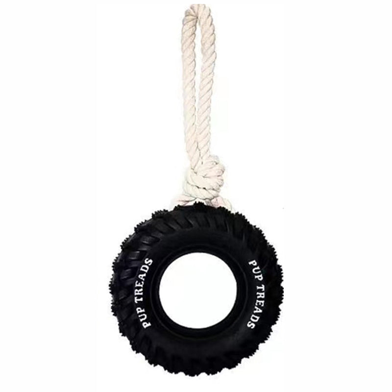 HKM-7834045 Durable Interactive Chew Toy for Large Dogs - Tough Rubber Tire Design for Anxiety Relief and Oral Health