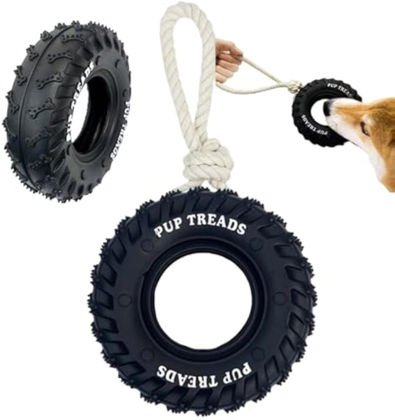 HKM-7834045 Durable Interactive Chew Toy for Large Dogs - Tough Rubber Tire Design for Anxiety Relief and Oral Health
