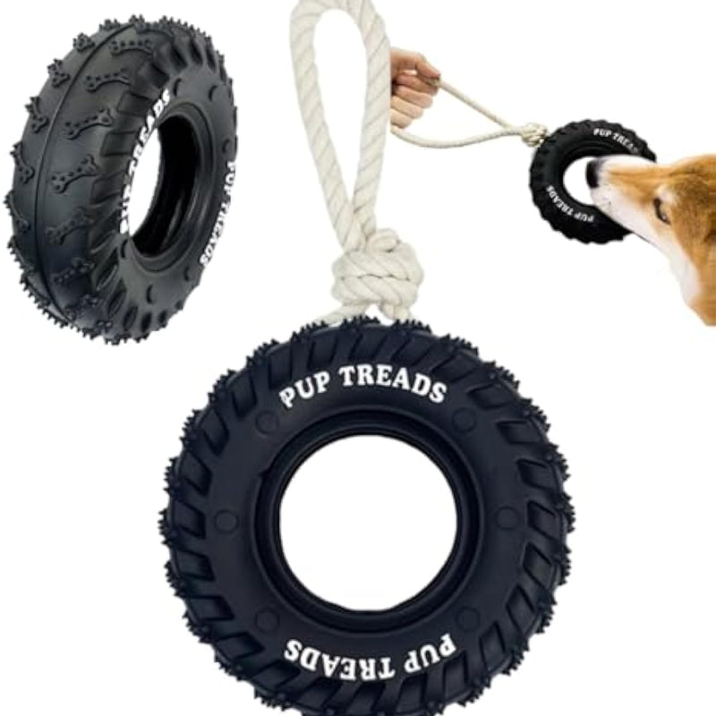 HKM-7834045 Durable Interactive Chew Toy for Large Dogs - Tough Rubber Tire Design for Anxiety Relief and Oral Health