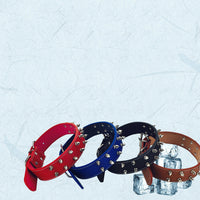 HKM-7834557 Solid Color Rivet Dog Collar for Stylish Pets - PU Material, Adjustable 43-54cm Neck Size