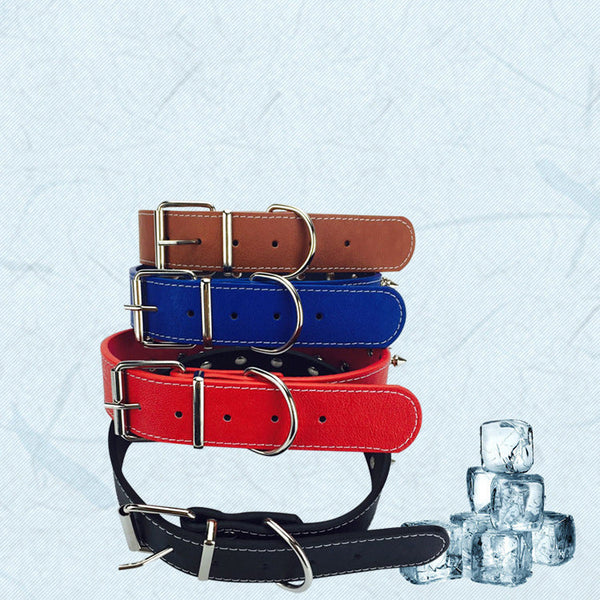 HKM-7834557 Solid Color Rivet Dog Collar for Stylish Pets - PU Material, Adjustable 43-54cm Neck Size