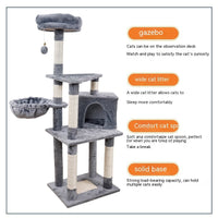HKM-7835837 Multi-Layer Wooden Cat Climbing Platform with Plush Chamfer - 801 Light Gray or Beige