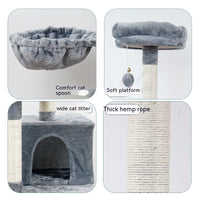 HKM-7835837 Multi-Layer Wooden Cat Climbing Platform with Plush Chamfer - 801 Light Gray or Beige