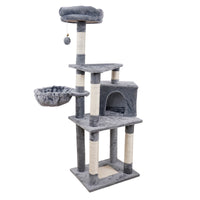HKM-7835837 Multi-Layer Wooden Cat Climbing Platform with Plush Chamfer - 801 Light Gray or Beige