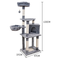 HKM-7835837 Multi-Layer Wooden Cat Climbing Platform with Plush Chamfer - 801 Light Gray or Beige