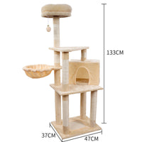 HKM-7835837 Multi-Layer Wooden Cat Climbing Platform with Plush Chamfer - 801 Light Gray or Beige