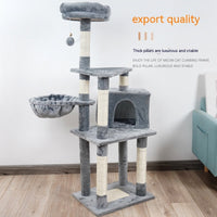 HKM-7835837 Multi-Layer Wooden Cat Climbing Platform with Plush Chamfer - 801 Light Gray or Beige