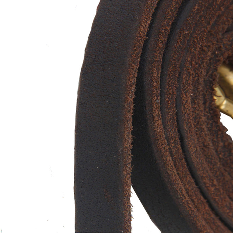 HKM-7836349 Leather Traction Rope for Medium and Large Dogs - 2 Meters, Strengthened Design for Training and Walking