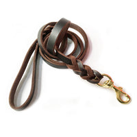 HKM-7836349 Leather Traction Rope for Medium and Large Dogs - 2 Meters, Strengthened Design for Training and Walking