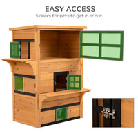 HKM-7836605 Cozy Outdoor Cat House with Jump Platforms and Multiple Entrances