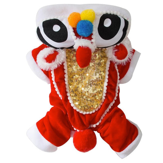 HKM-7836989 Festive Cat Outfit for Spring Festival Celebrations – Chinese New Year Clothing for Small to Medium Pets