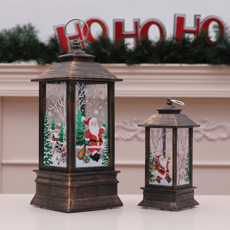 HKM-783699 Bronze Santa Claus LED Candle Lantern - Elegant Christmas Decorative Table Lamp