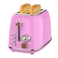 HKM-783827 Retro 2-Slice Stainless Steel Electric Pop-Up Toaster with Grill Function