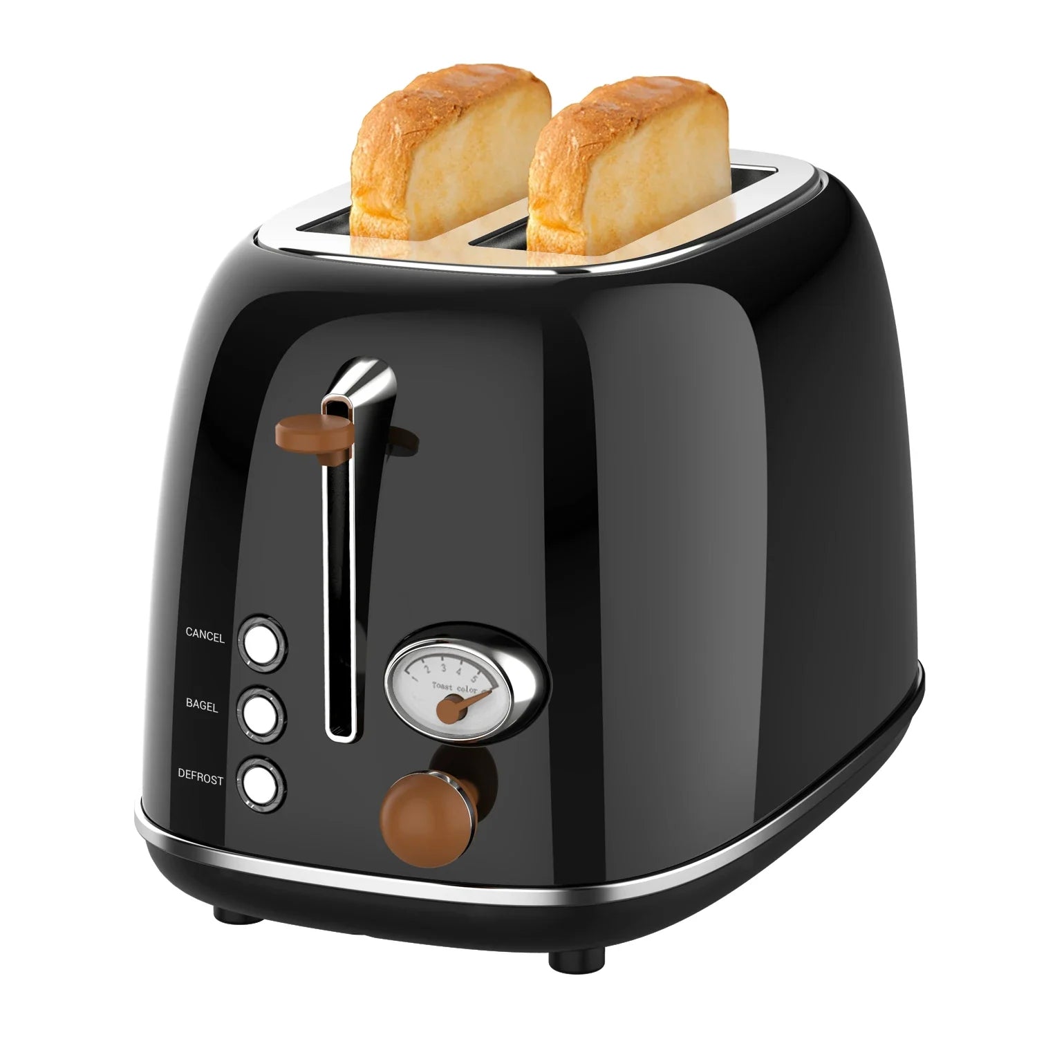 HKM-783827 Retro 2-Slice Stainless Steel Electric Pop-Up Toaster with Grill Function