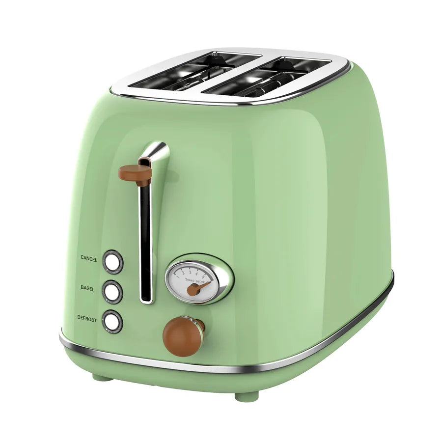 HKM-783827 Retro 2-Slice Stainless Steel Electric Pop-Up Toaster with Grill Function