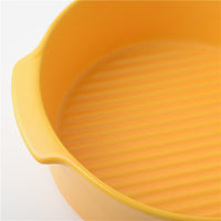 HKM-7838525 Ceramic Medium Dog Food Bowl with Anti-Scalding Double-Ear Design - Available in Green, Dark Blue, Avocado Green, and Yellow