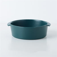 HKM-7838525 Ceramic Medium Dog Food Bowl with Anti-Scalding Double-Ear Design - Available in Green, Dark Blue, Avocado Green, and Yellow