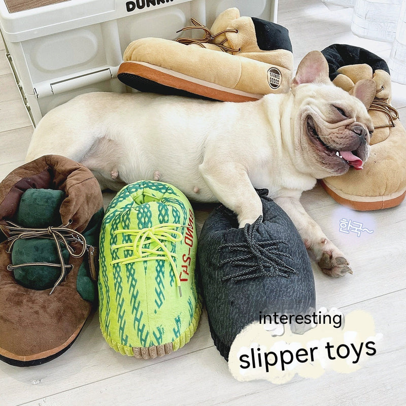 HKM-7839165 Plush Big Dog Shoe Toy for Cats - Large Pillow Pet Toy