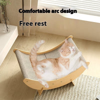 HKM-7839805 Cat House Hammock with Scratching Board and Toy for Cats, Moon Nest Design, Made of High-Density MDF Corrugated Paper