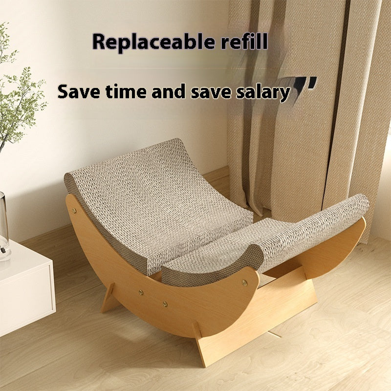 HKM-7839805 Cat House Hammock with Scratching Board and Toy for Cats, Moon Nest Design, Made of High-Density MDF Corrugated Paper