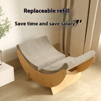 HKM-7839805 Cat House Hammock with Scratching Board and Toy for Cats, Moon Nest Design, Made of High-Density MDF Corrugated Paper