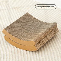 HKM-7839805 Cat House Hammock with Scratching Board and Toy for Cats, Moon Nest Design, Made of High-Density MDF Corrugated Paper