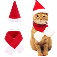 HKM-7839933 Christmas Hat and Scarf Set for Cats and Dogs - Red Short Plush, One Size
