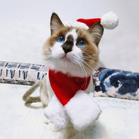 HKM-7839933 Christmas Hat and Scarf Set for Cats and Dogs - Red Short Plush, One Size